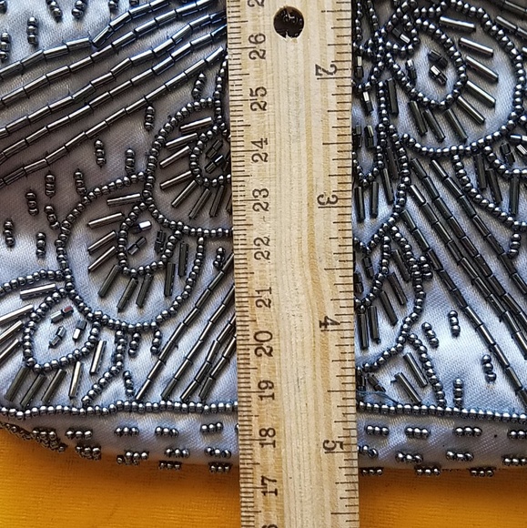 black silver beaded purse with chain - Picture 2 of 4